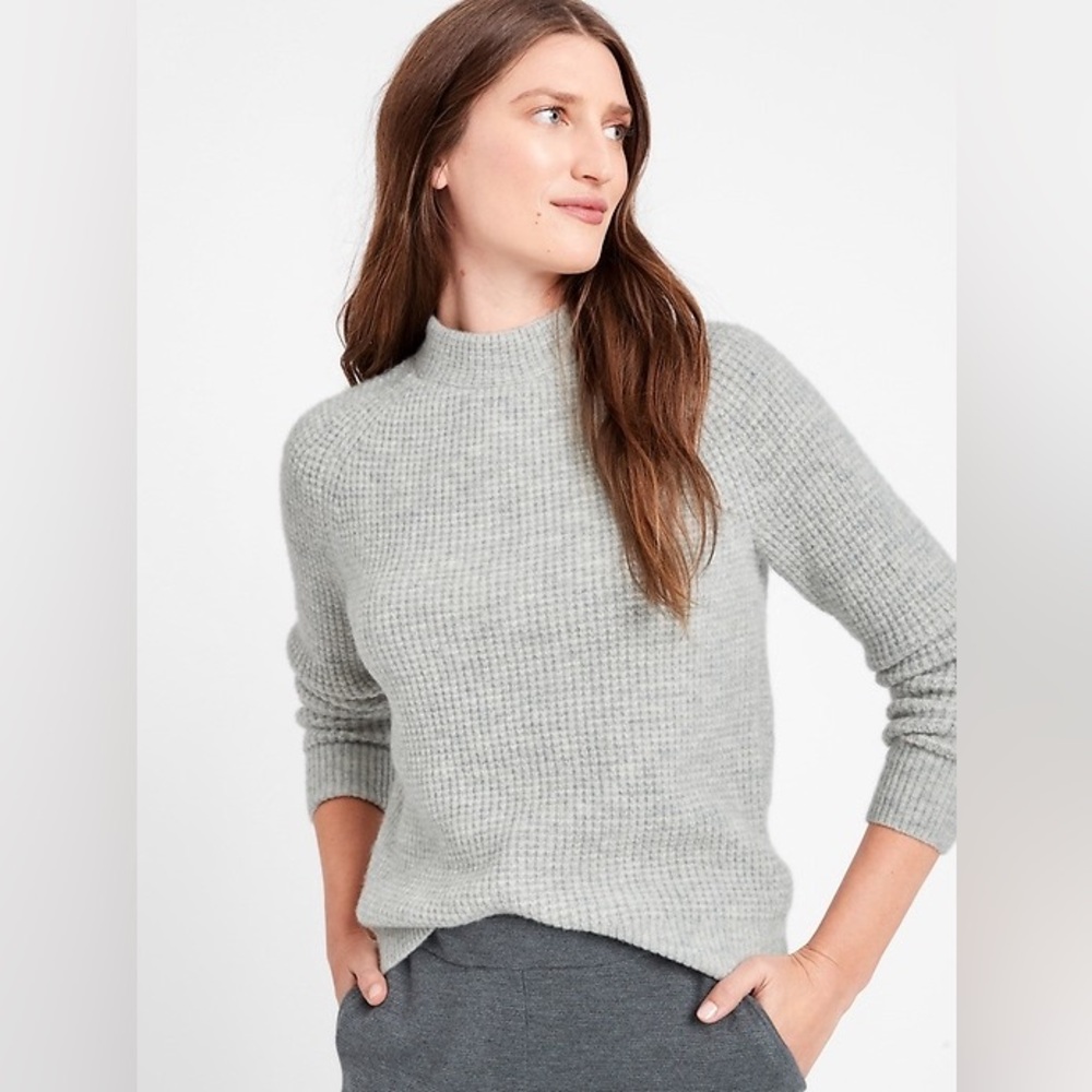 Banana Republic Aire Waffle Knit Mock Neck Wool Sweater Women's Small